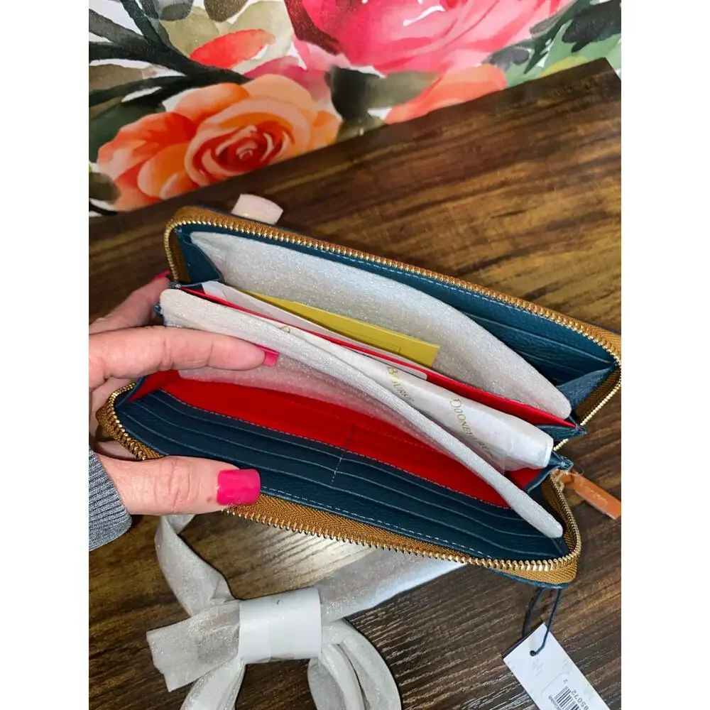 Dooney & Bourke Teal Pebble Leather Zip Around Crossbody Wallet NWT - Picture 9 of 12